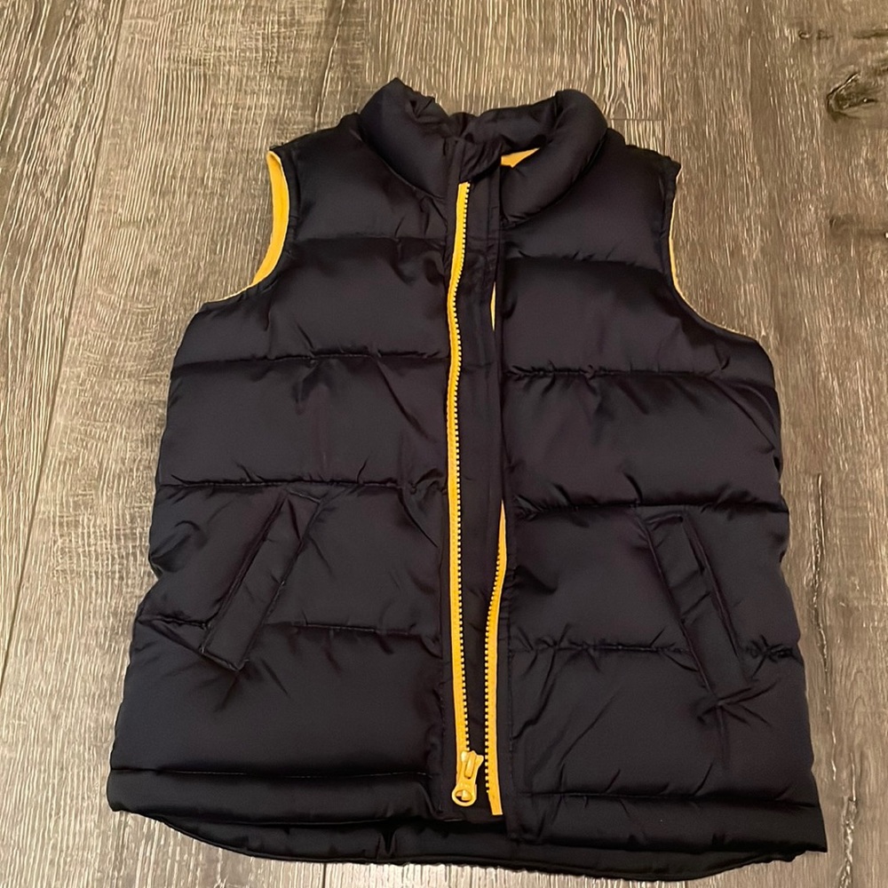 Boys vest navy blue with fleece yellow inside